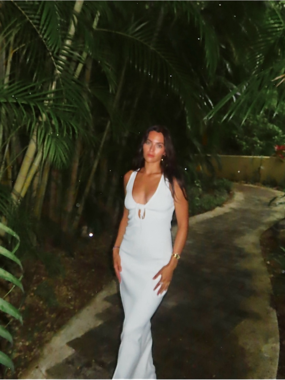Helsa Cream Scoop-Neck Maxi Dress with Front Tie